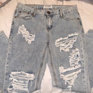 One Teaspoon Awesome Baggies Distressed Light Wash Jeans